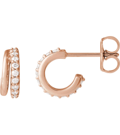 88686 Earring Set Lab-Grown Diamond Round 1.2 Mm 14K Rose Pair Friction Backs Included Polished 16 Ctw Lab-Grown Diamond Hoop Earrings