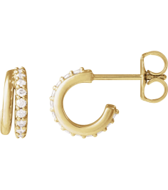 88686 Earring Set Lab-Grown Diamond Round 1.2 Mm 14K Yellow Pair Friction Backs Included Polished 16 Ctw Lab-Grown Diamond Hoop Earrings
