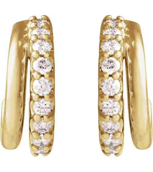 88686 Earring Set Lab-Grown Diamond Round 1.2 Mm 14K Yellow Pair Friction Backs Included Polished 16 Ctw Lab-Grown Diamond Hoop Earrings