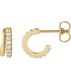 88686 Earring Set Lab-Grown Diamond Round 1.2 Mm 14K Yellow Pair Friction Backs Included Polished 16 Ctw Lab-Grown Diamond Hoop Earrings