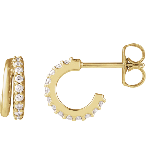88686 Earring Set Lab-Grown Diamond Round 1.2 Mm 14K Yellow Pair Friction Backs Included Polished 16 Ctw Lab-Grown Diamond Hoop Earrings