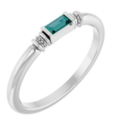 72439 Ring Set 14K White Lab-Grown Alexandrite Straight Baguette 4 X 2 Mm Polished Lab-Grown Alexandrite Stackable Ring