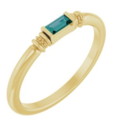 72439 Ring Set 14K Yellow Lab-Grown Alexandrite Straight Baguette 4 X 2 Mm Polished Lab-Grown Alexandrite Stackable Ring