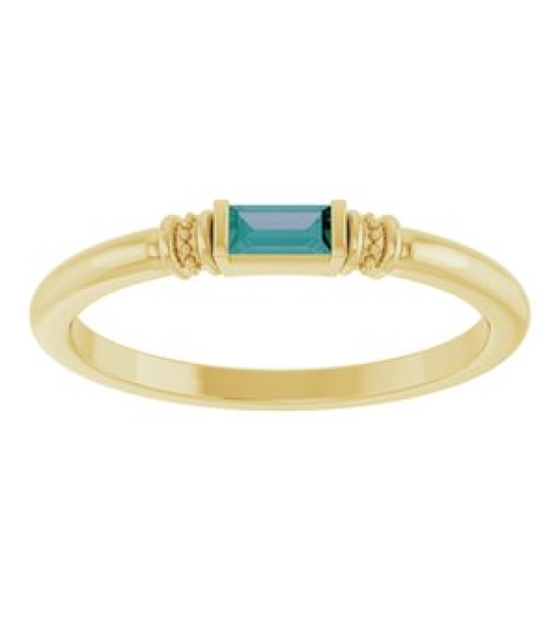 72439 Ring Set 14K Yellow Lab-Grown Alexandrite Straight Baguette 4 X 2 Mm Polished Lab-Grown Alexandrite Stackable Ring