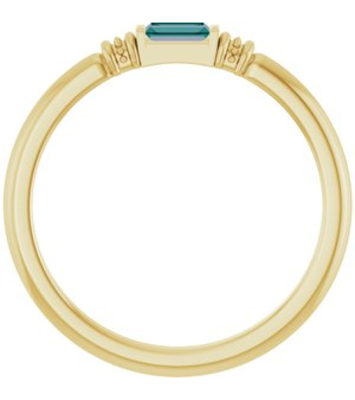 72439 Ring Set 14K Yellow Lab-Grown Alexandrite Straight Baguette 4 X 2 Mm Polished Lab-Grown Alexandrite Stackable Ring