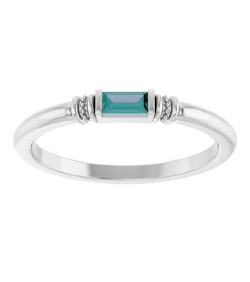 72439 Ring Set Platinum Lab-Grown Alexandrite Straight Baguette 4 X 2 Mm Polished Lab-Grown Alexandrite Stackable Ring