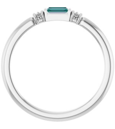 72439 Ring Set Platinum Lab-Grown Alexandrite Straight Baguette 4 X 2 Mm Polished Lab-Grown Alexandrite Stackable Ring
