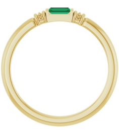 72439 Ring Set 14K Yellow Lab-Grown Emerald Straight Baguette 4 X 2 Mm Polished Lab-Grown Emerald Stackable Ring