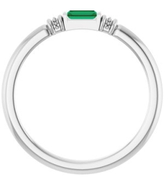 72439 Ring Set 14K White Lab-Grown Emerald Straight Baguette 4 X 2 Mm Polished Lab-Grown Emerald Stackable Ring