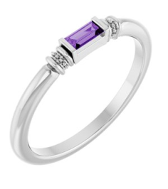 72439 Ring Set 14K White Lab-Grown Purple Sapphire Straight Baguette 4 X 2 Mm Polished Lab-Grown Purple Sapphire Stackable Ring