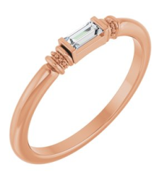 72439 Ring Set 14K Rose Lab-Grown Moissanite Straight Baguette 4 X 2 Mm Polished Lab-Grown Moissanite Stackable Ring