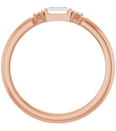 72439 Ring Set 14K Rose Lab-Grown Moissanite Straight Baguette 4 X 2 Mm Polished Lab-Grown Moissanite Stackable Ring