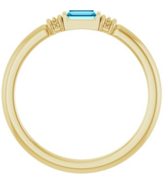 72439 Ring Set 14K Yellow Lab-Grown Aqua Sapphire Straight Baguette 4 X 2 Mm Polished Lab-Grown Aqua Sapphire Stackable Ring