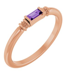 72439 Ring Set 14K Rose Lab-Grown Purple Sapphire Straight Baguette 4 X 2 Mm Polished Lab-Grown Purple Sapphire Stackable Ring