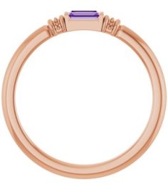72439 Ring Set 14K Rose Lab-Grown Purple Sapphire Straight Baguette 4 X 2 Mm Polished Lab-Grown Purple Sapphire Stackable Ring