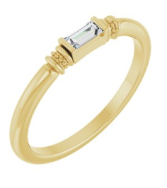 72439 Ring Set 14K Yellow Lab-Grown Moissanite Straight Baguette 4 X 2 Mm Polished Lab-Grown Moissanite Stackable Ring