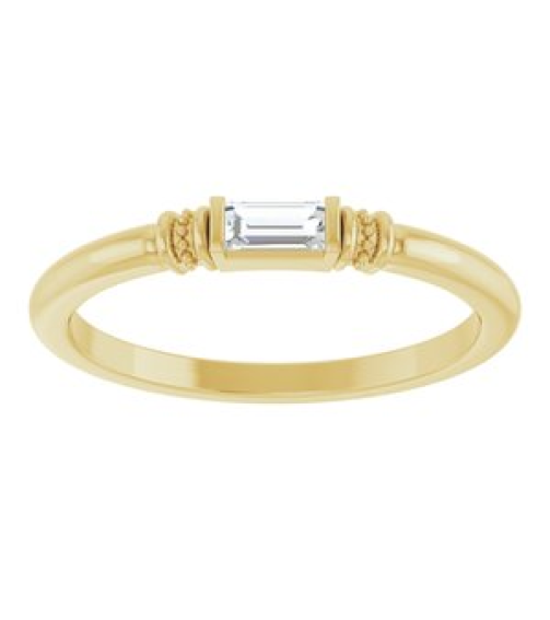 72439 Ring Set 14K Yellow Lab-Grown Moissanite Straight Baguette 4 X 2 Mm Polished Lab-Grown Moissanite Stackable Ring