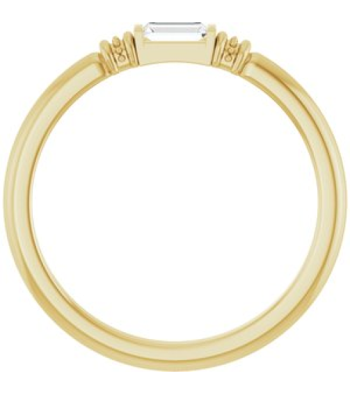 72439 Ring Set 14K Yellow Lab-Grown Moissanite Straight Baguette 4 X 2 Mm Polished Lab-Grown Moissanite Stackable Ring