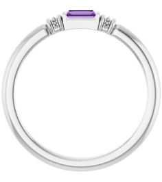 72439 Ring Set Sterling Silver Lab-Grown Purple Sapphire Straight Baguette 4 X 2 Mm Polished Lab-Grown Purple Sapphire Stackable Ring