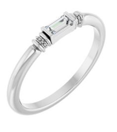 72439 Ring Set Platinum Lab-Grown Moissanite Straight Baguette 4 X 2 Mm Polished Lab-Grown Moissanite Stackable Ring