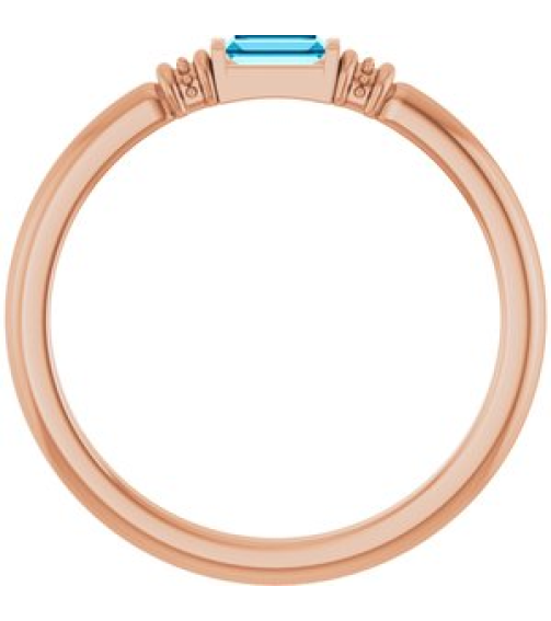 72439 Ring Set 14K Rose Lab-Grown Aqua Sapphire Straight Baguette 4 X 2 Mm Polished Lab-Grown Aqua Sapphire Stackable Ring