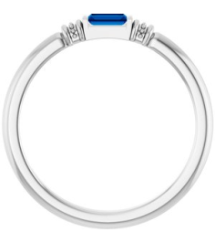 72439 Ring Set Platinum Lab-Grown Blue Sapphire Straight Baguette 4 X 2 Mm Polished Lab-Grown Blue Sapphire Stackable Ring