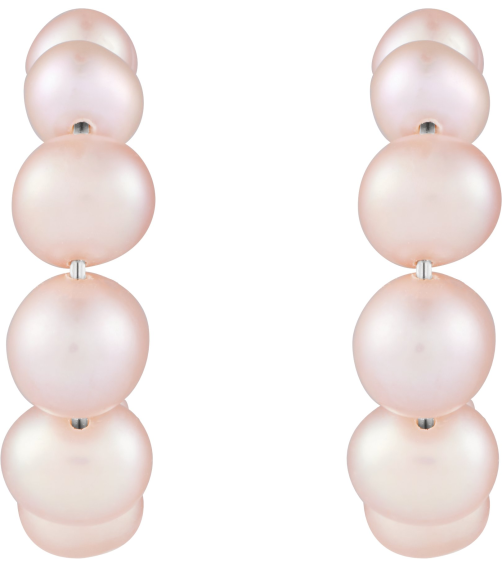 688991 Sterling Silver Set Pearl Cultured Pink Freshwater Pearl Pair 8 Mm Friction Friction Backs Included Polished Cultured Pink Freshwater Pearl Hoop Earrings