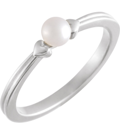 6710 Ring Set Platinum Cultured Freshwater Pearl Pearl 4-4.5 Mm Polished Cultured Pearl Heart Ring