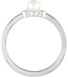 6710 Ring Set Platinum Cultured Freshwater Pearl Pearl 4-4.5 Mm Polished Cultured Pearl Heart Ring