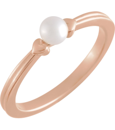 6710 Ring Set 14K Rose Cultured Freshwater Pearl Pearl 4-4.5 Mm Polished Cultured Pearl Heart Ring