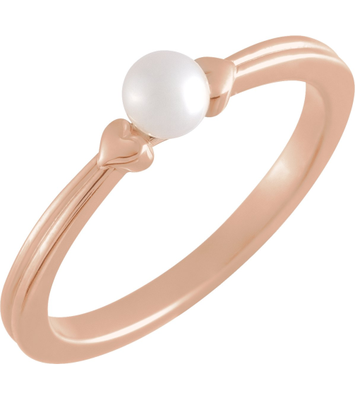 6710 Ring Set 14K Rose Cultured Freshwater Pearl Pearl 4-4.5 Mm Polished Cultured Pearl Heart Ring