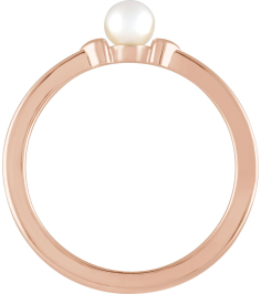 6710 Ring Set 14K Rose Cultured Freshwater Pearl Pearl 4-4.5 Mm Polished Cultured Pearl Heart Ring