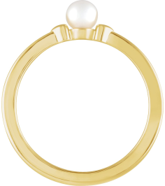 6710 Ring Set 14K Yellow Cultured White Freshwater Pearl Pearl 4-4.5 Mm Polished Cultured Pearl Heart Ring
