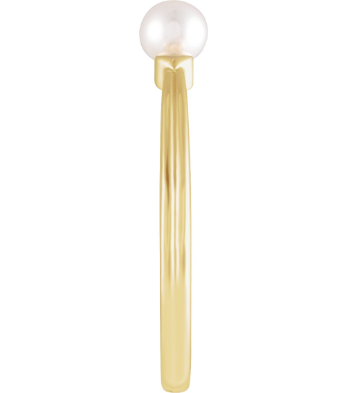 6710 Ring Set 14K Yellow Cultured White Freshwater Pearl Pearl 4-4.5 Mm Polished Cultured Pearl Heart Ring