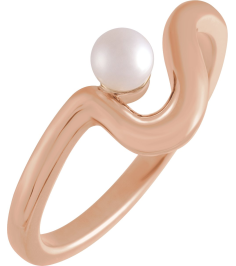 6707 Ring Set 14K Rose Cultured Freshwater Pearl Pearl 4.0-4.5 Mm Polished Cultured Pearl Freeform Ring