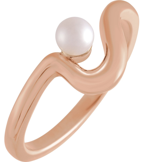6707 Ring Set 14K Rose Cultured Freshwater Pearl Pearl 4.0-4.5 Mm Polished Cultured Pearl Freeform Ring
