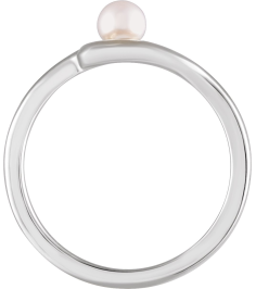 6707 Ring Set Sterling Silver Cultured White Freshwater Pearl Pearl 4.0-4.5 Mm Polished Cultured Pearl Freeform Ring