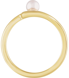 6707 Ring Set 14K Yellow Cultured White Freshwater Pearl Pearl 4.0-4.5 Mm Polished Cultured Pearl Freeform Ring