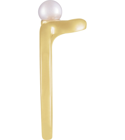6707 Ring Set 14K Yellow Cultured White Freshwater Pearl Pearl 4.0-4.5 Mm Polished Cultured Pearl Freeform Ring
