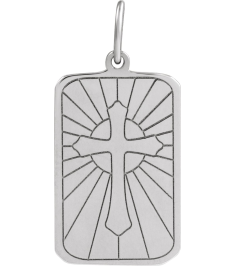 88633 Pendant 14K White 20.7 X 9.9 Mm Polished Cross Dog Tag Pendant