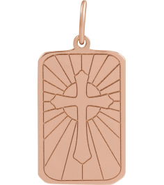 88633 Pendant 14K Rose 20.7 X 9.9 Mm Polished Cross Dog Tag Pendant