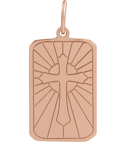 88633 Pendant 14K Rose 20.7 X 9.9 Mm Polished Cross Dog Tag Pendant