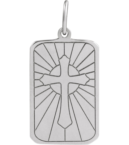 88633 Pendant Platinum 20.7 X 9.9 Mm Polished Cross Dog Tag Pendant