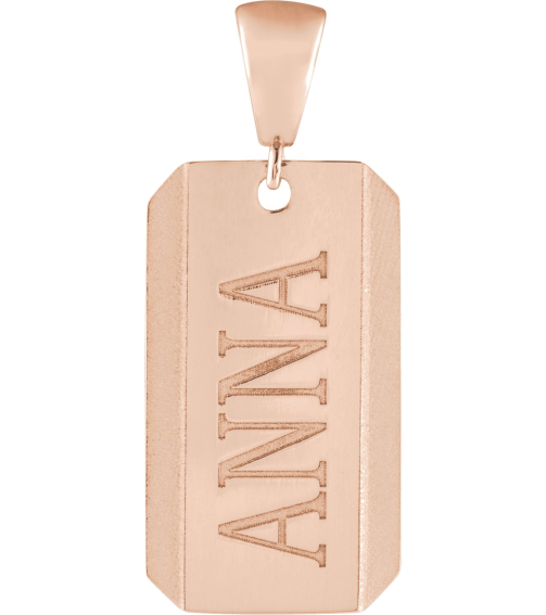 88638 Pendant 14K Rose 26.5 X 11 Mm Polished Engravable Dog Tag Pendant