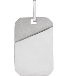 88639 Pendant 14K White 28 X 16 Mm Polished Engravable Dog Tag Pendant