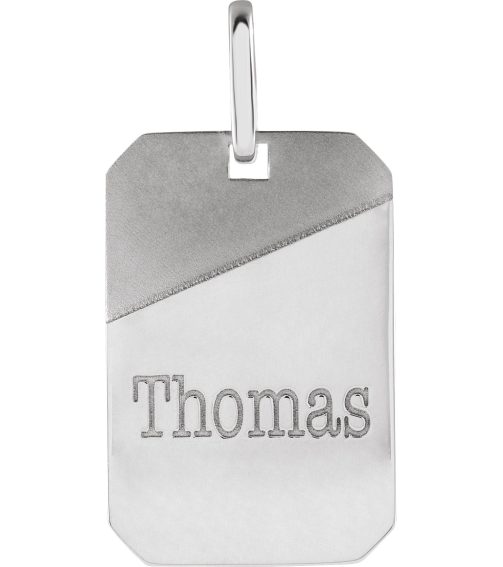 88639 Pendant 14K White 28 X 16 Mm Polished Engravable Dog Tag Pendant