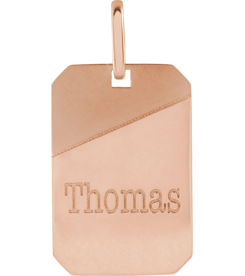 88639 Pendant 14K Rose 28 X 16 Mm Polished Engravable Dog Tag Pendant