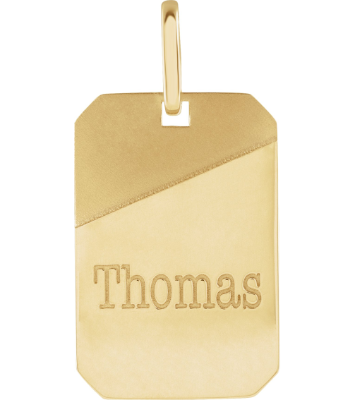 88639 Pendant 14K Yellow 28 X 16 Mm Polished Engravable Dog Tag Pendant