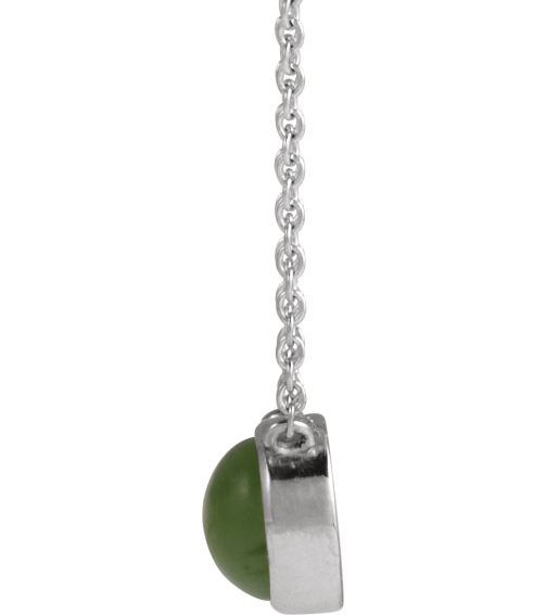 88692 Necklace Set Platinum Round Natural Nephrite Jade 6Mm 0 Ct 18 In Polished Natural Nephrite Jade Cabochon Bezel-Set Necklace