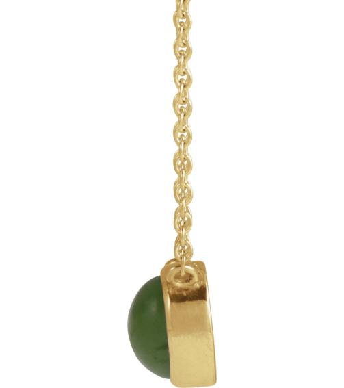 88692 Necklace Set 14K Yellow Round Natural Nephrite Jade 6Mm 0 Ct 18 In Polished Natural Nephrite Jade Cabochon Bezel-Set Necklace